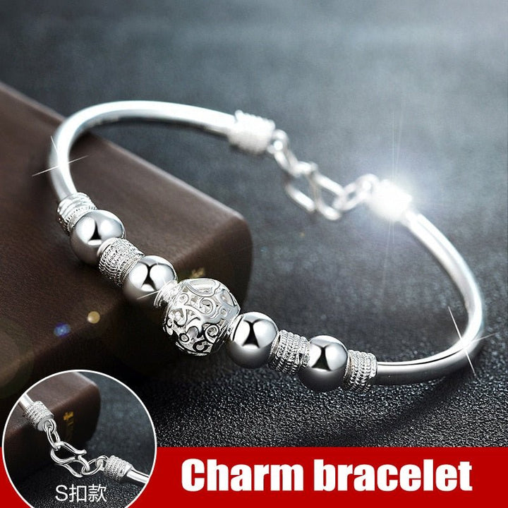 3 Style New 925 Sterling Silver Lucky Charm Bracelet Cuff