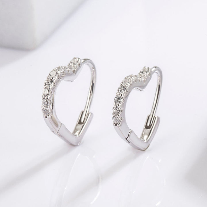 925 Sterling Silver Zircon Heart Shape Earrings for Elegance