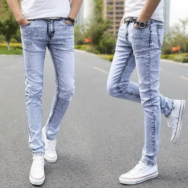 Men's Trendy Distressed Slim Fit Jeans for Spring Autumn