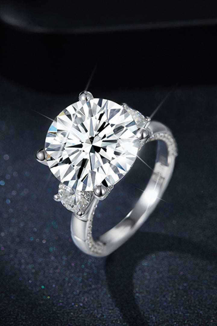 8.6 Carat Moissanite Platinum-Plated Ring for Elegance