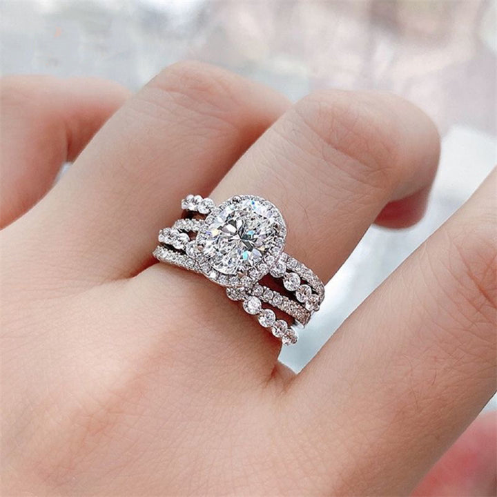 3 Carat Moissanite 925 Sterling Silver Layered Ring Elegant