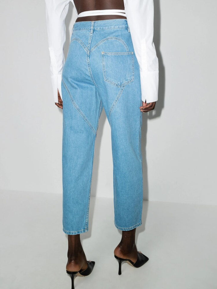 Heart-Shaped Diamond Hollow Out Loose Fit Ankle Jeans