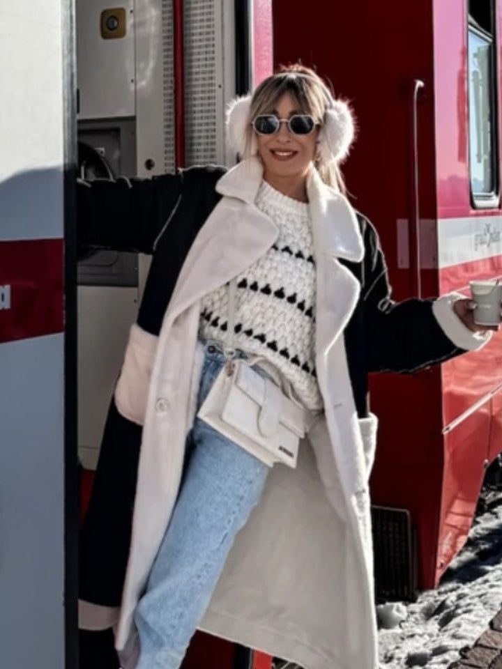 Contrast Round Neck Long Sleeve Sweater for Casual Style