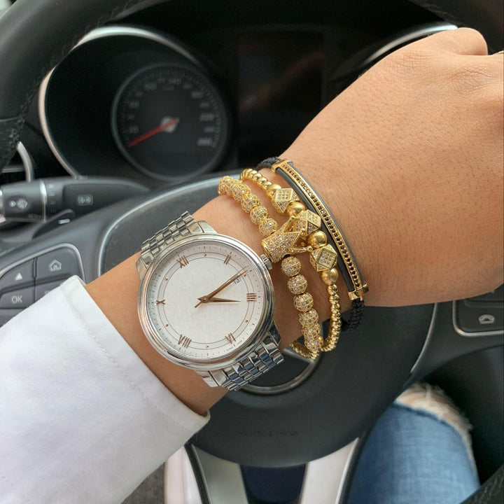 3pcs/set Luxury CZ polygon ball crown Charm copper bead Macrame handmade men Bracelets set bracelets & bangles for Men Jewelry - Ruth Envision