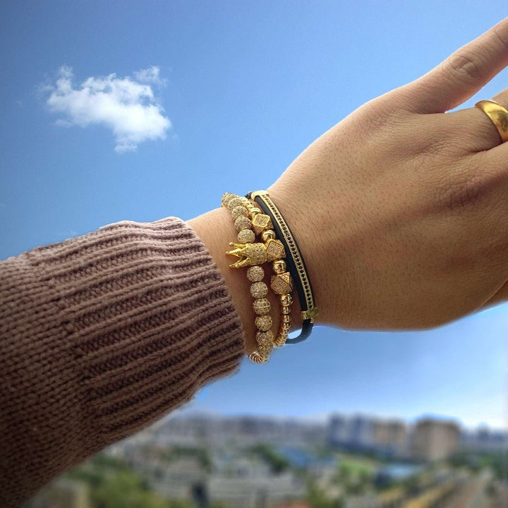 3pcs/set Luxury CZ polygon ball crown Charm copper bead Macrame handmade men Bracelets set bracelets & bangles for Men Jewelry - Ruth Envision