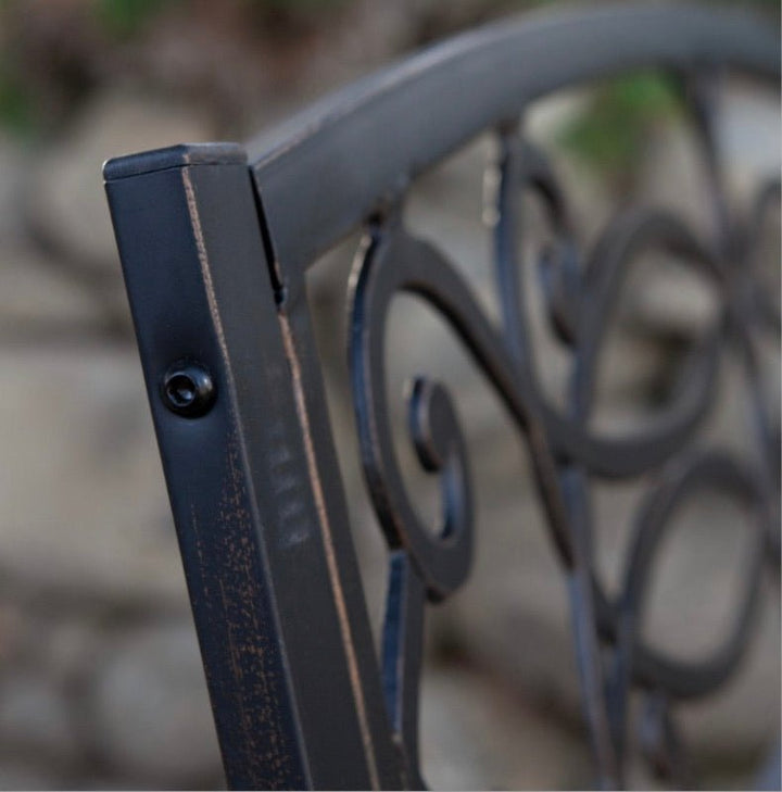 4-Ft Metal Garden Bench in Antique Black Finish - Ruth Envision