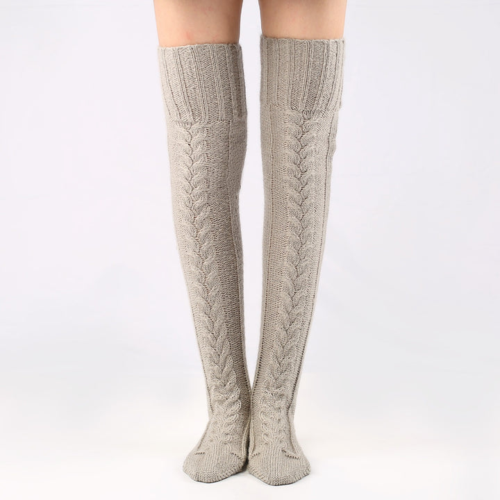 Knee-High Knit Stockings for Women Cozy Wool Pile Winter Wear