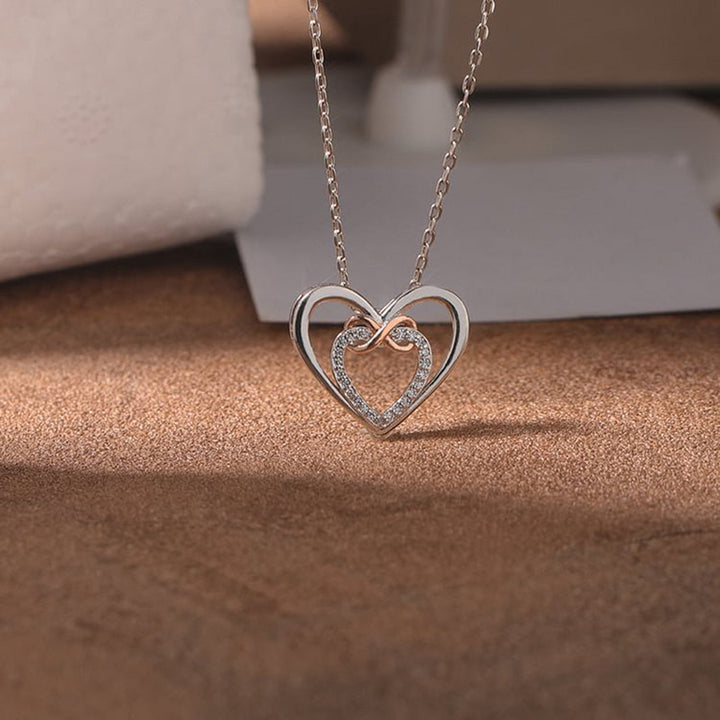 Heart Shape Inlaid Zircon 925 Sterling Silver Necklace Elegance