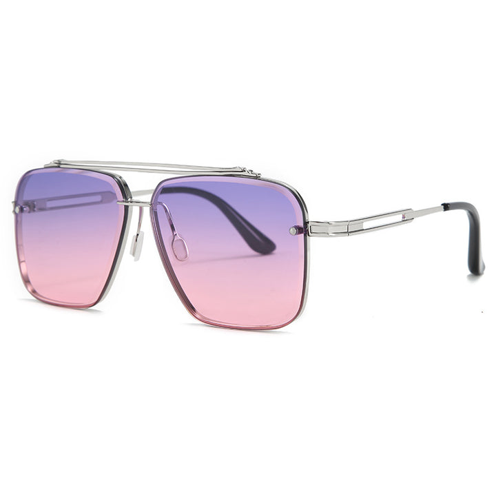 Trendy Metallic Full Frame Sunglasses for Men with Double Beam Design