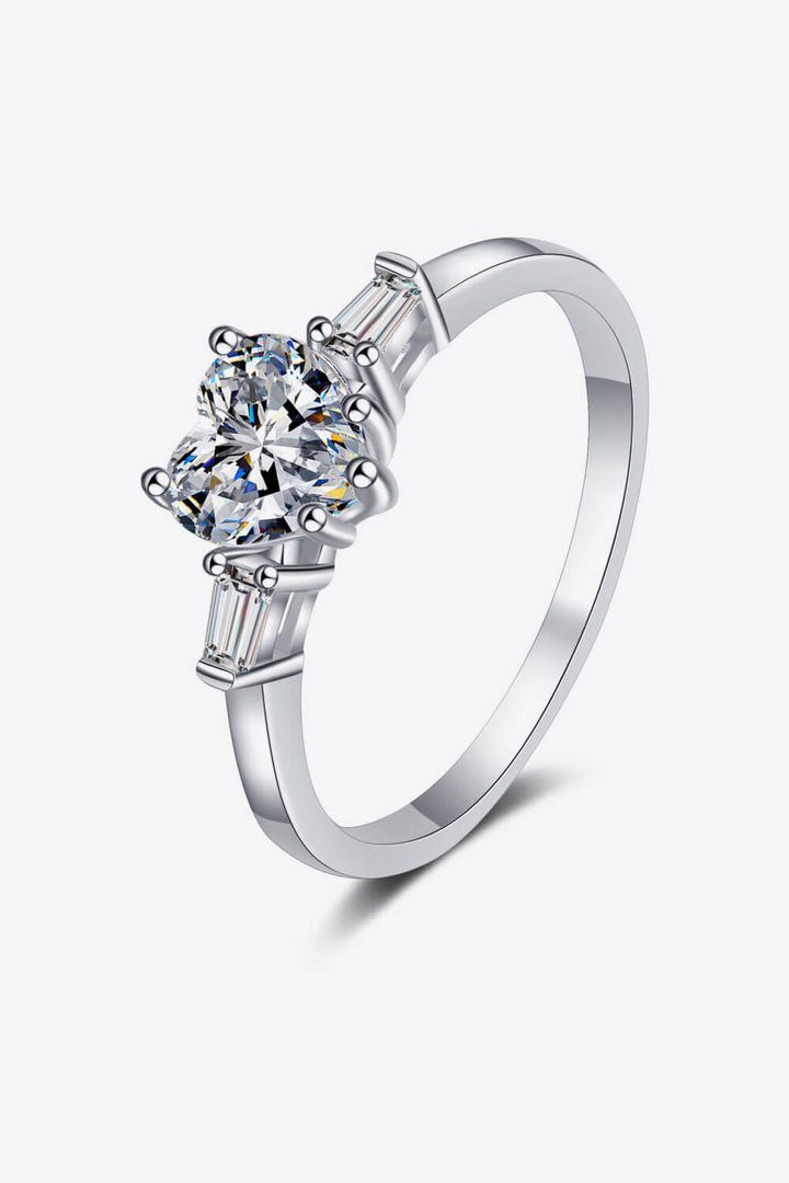 1.2 Carat Moissanite Heart Ring in Sterling Silver Design