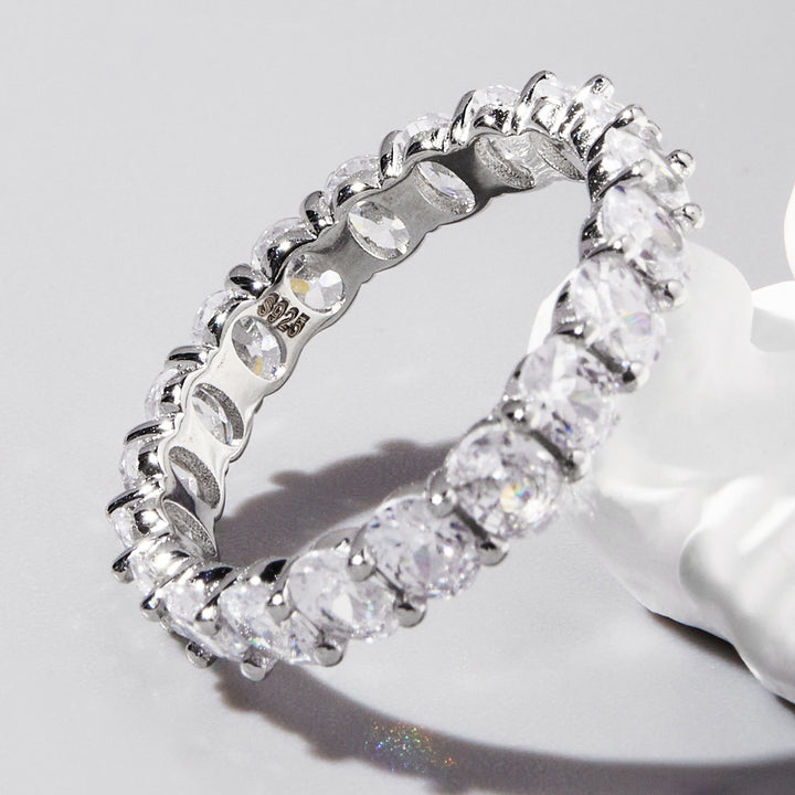 Inlaid Zircon 925 Sterling Silver Ring for Elegant Style