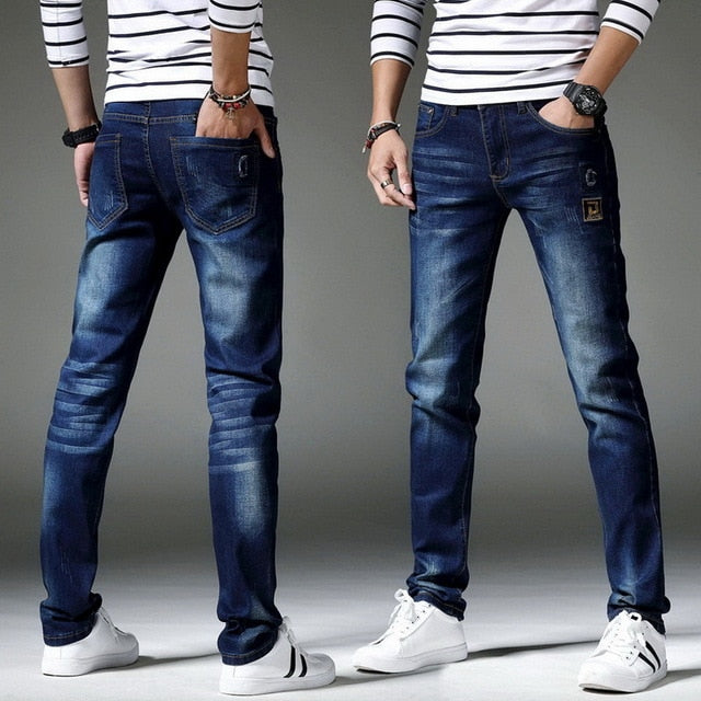 Men's Trendy Distressed Slim Fit Jeans for Spring Autumn