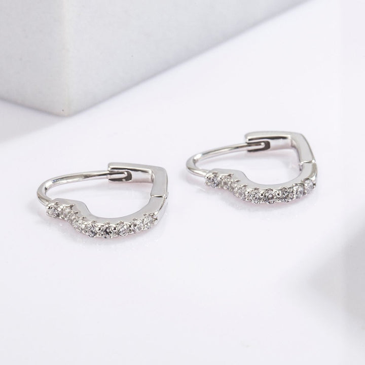 925 Sterling Silver Zircon Heart Shape Earrings for Elegance