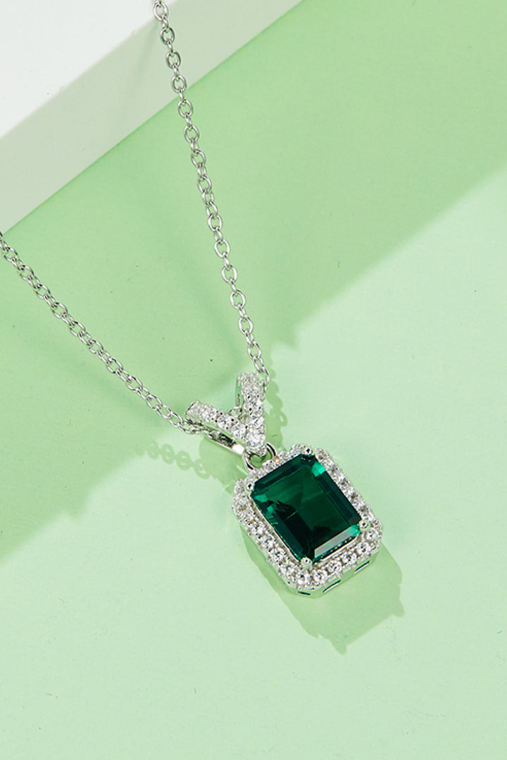 Adored 1.25 Carat Lab-Grown Emerald Pendant Necklace Elegance