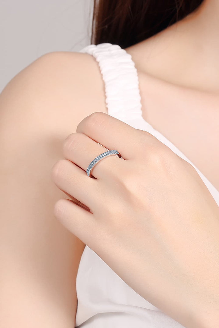 Moissanite 925 Sterling Silver Half-Eternity Ring for Elegance