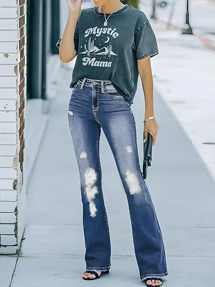 Distressed Pocketed Bootcut Jeans for Effortless Style