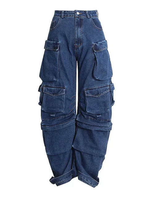 High-Waisted Multi-Pocket Loose Fit Jeans for Women