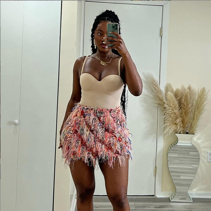 Chic Custom Striped Mini Skirt with Tassels for Summer