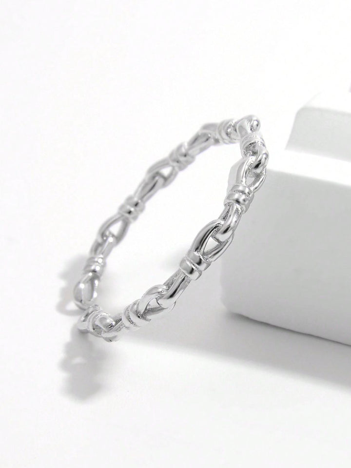 925 Sterling Silver Knot Shape Open Ring for Elegant Style