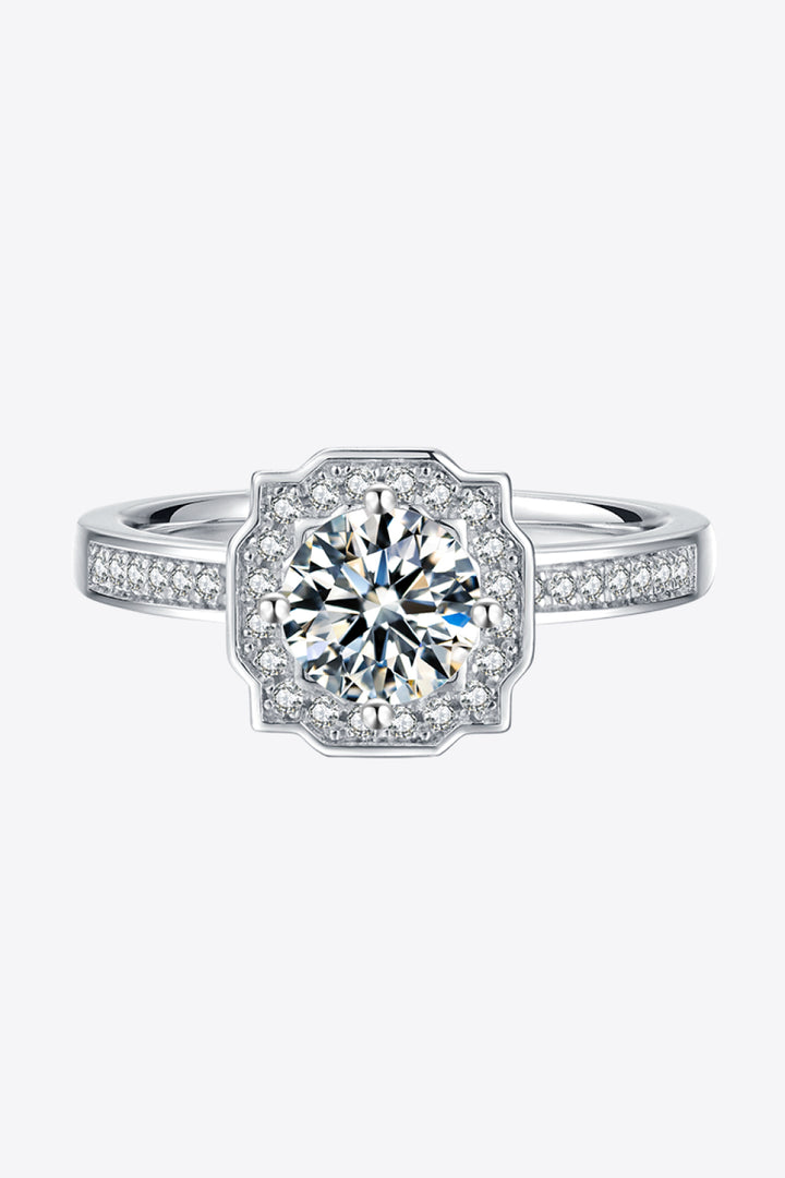 1 Carat Moissanite 925 Sterling Silver Halo Ring Design