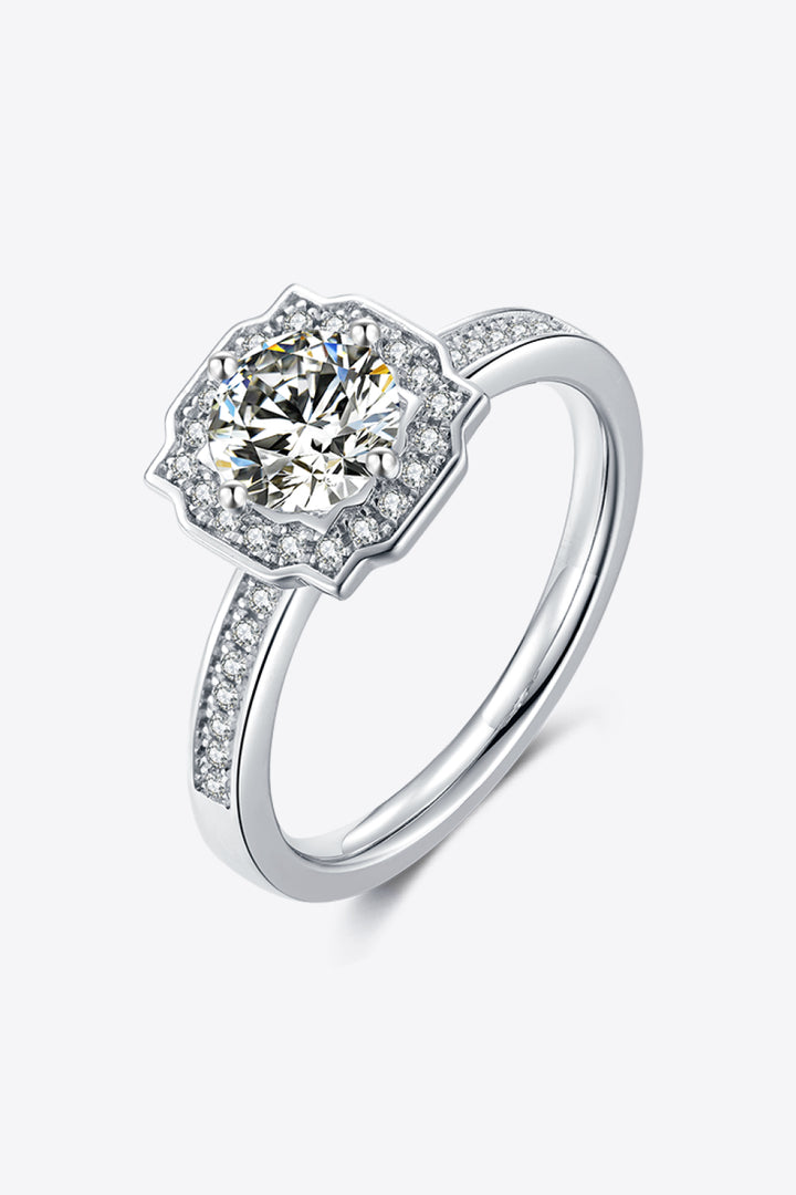 1 Carat Moissanite 925 Sterling Silver Halo Ring Design