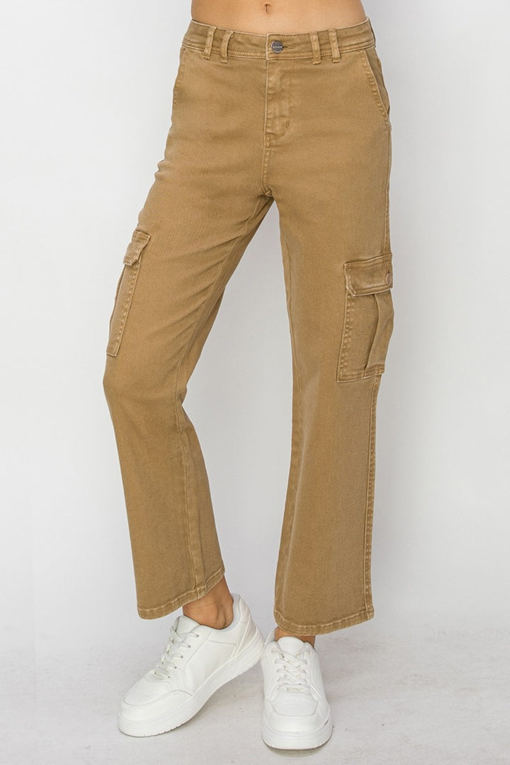 High-Rise Functional Cargo Denim Pants for Stylish Comfort