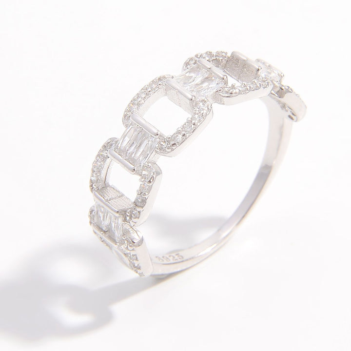 Elegant 925 Sterling Silver Zircon Cutout Ring Design