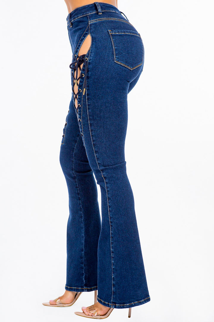 Lace-Up High Rise Denim by American Bazi for Women