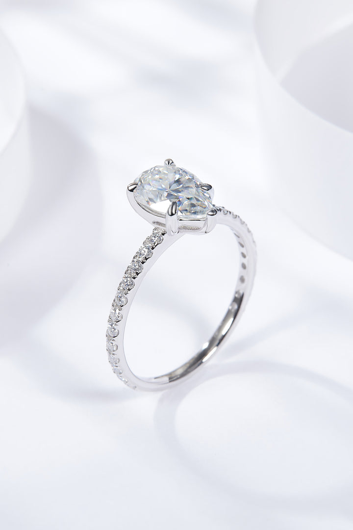 Elegant 1.8 Carat Moissanite Side Stone Ring in Silver