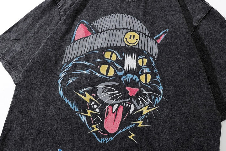 Retro Washed Cotton Hip Hop Tee for Men Trendy Style