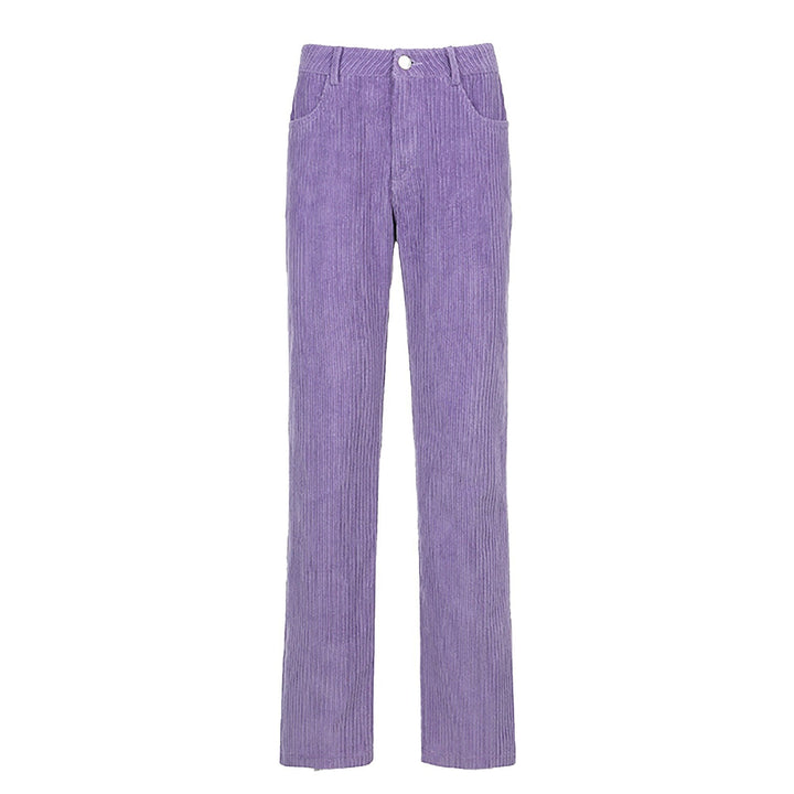 Retro High-Waisted Loose-Fit Wide-Leg Corduroy Trousers