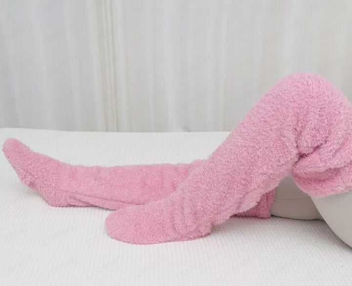 Cozy Fuzzy Over-Knee Plush Socks for Winter Warmth