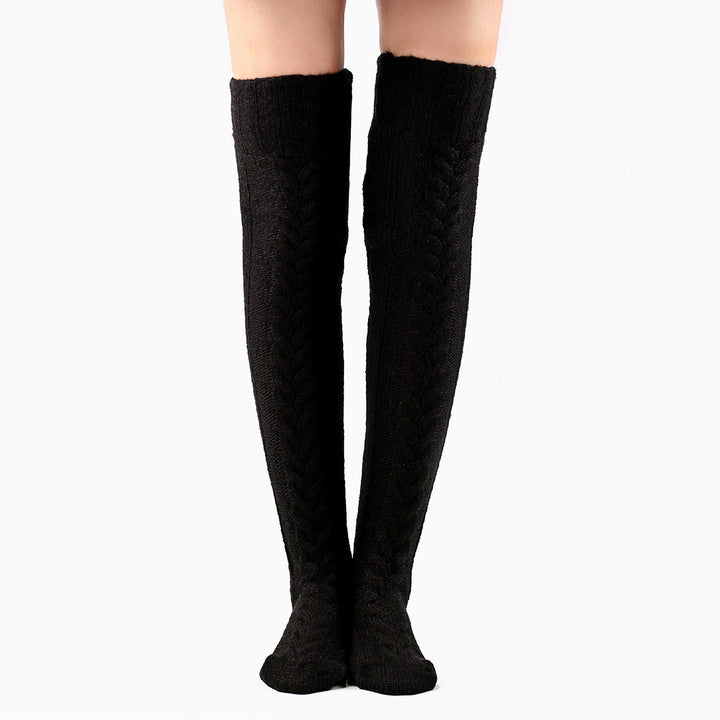 Knee-High Knit Stockings for Women Cozy Wool Pile Winter Wear