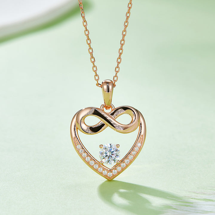 Moissanite 925 Sterling Silver Heart Necklace for Women