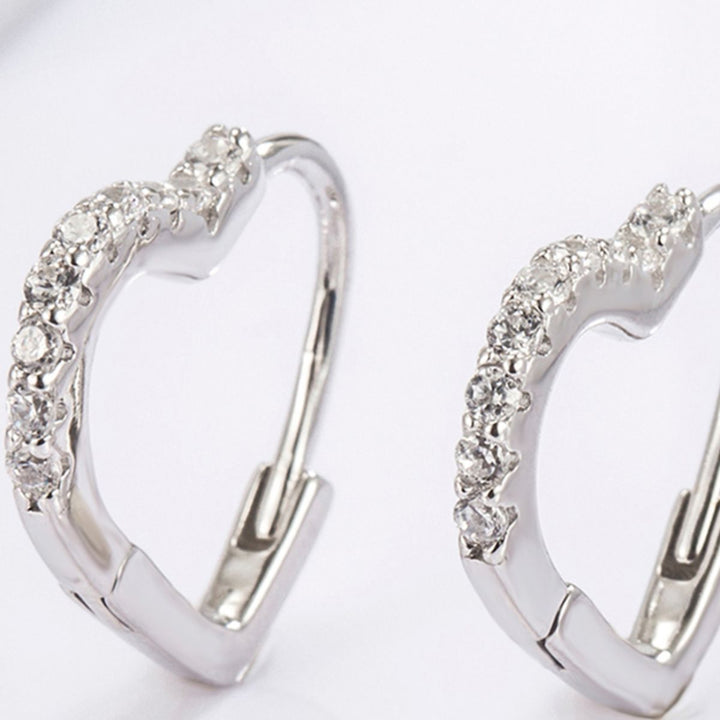 925 Sterling Silver Zircon Heart Shape Earrings for Elegance