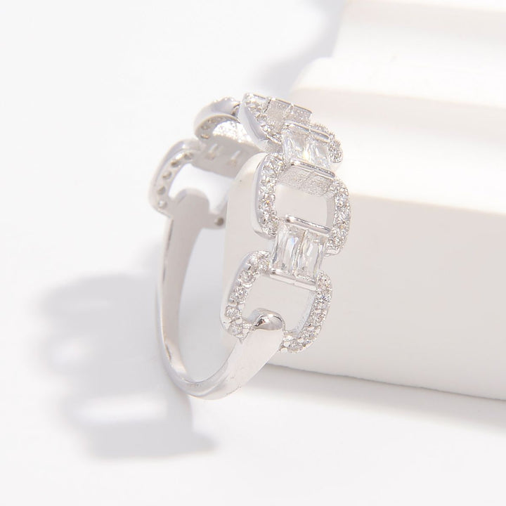 Elegant 925 Sterling Silver Zircon Cutout Ring Design