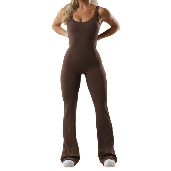 Fashionable Seamless Athletic Jumpsuit with Breathable Cutouts