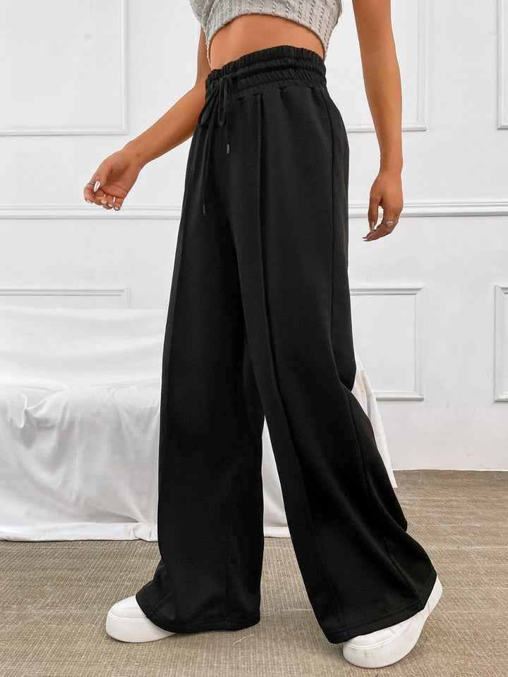Chic Honey Wide Leg Pants with Adjustable Drawstring Waist
