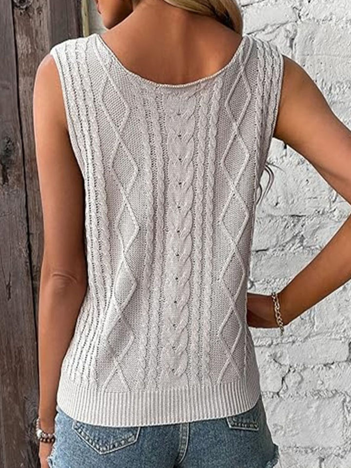 Cable-Knit V-Neck Sweater Vest for Women in Various Sizes