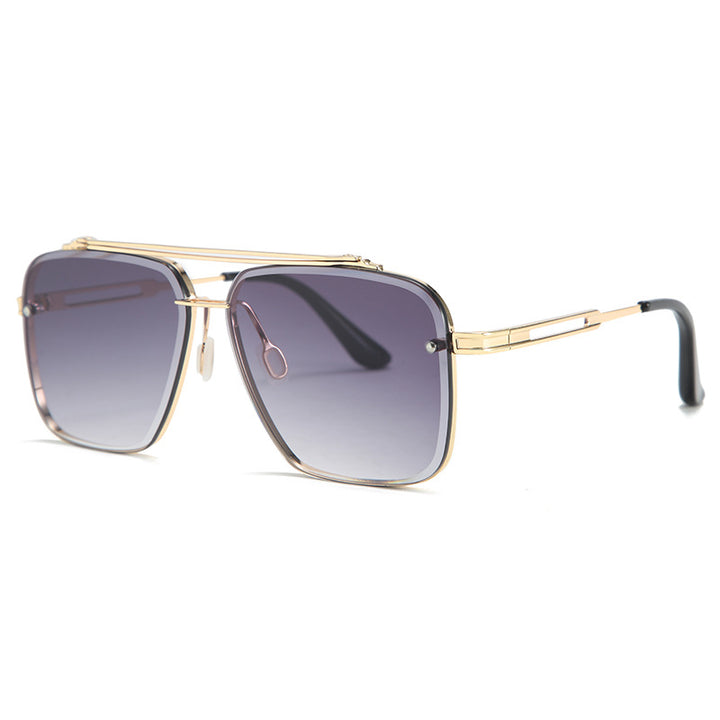 Trendy Metallic Full Frame Sunglasses for Men with Double Beam Design