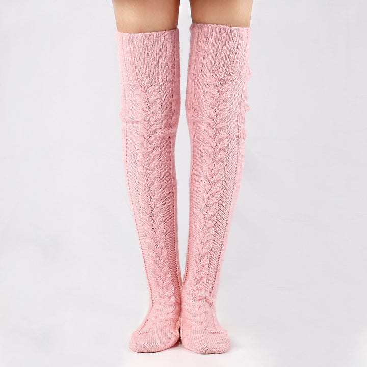 Knee-High Knit Stockings for Women Cozy Wool Pile Winter Wear