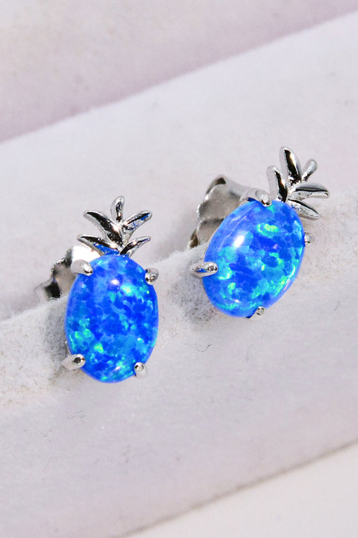 Opal Pineapple Platinum-Plated Earrings for Unique Style