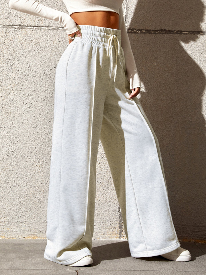 Chic Honey Wide Leg Pants with Adjustable Drawstring Waist