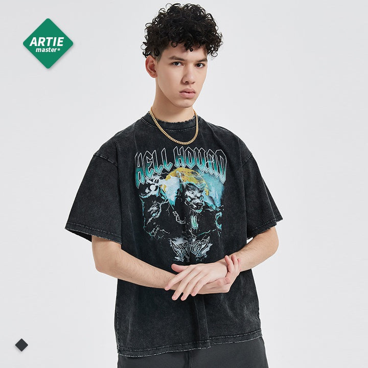 Men's Vintage Urban Graphic Tee Distressed Cotton Style