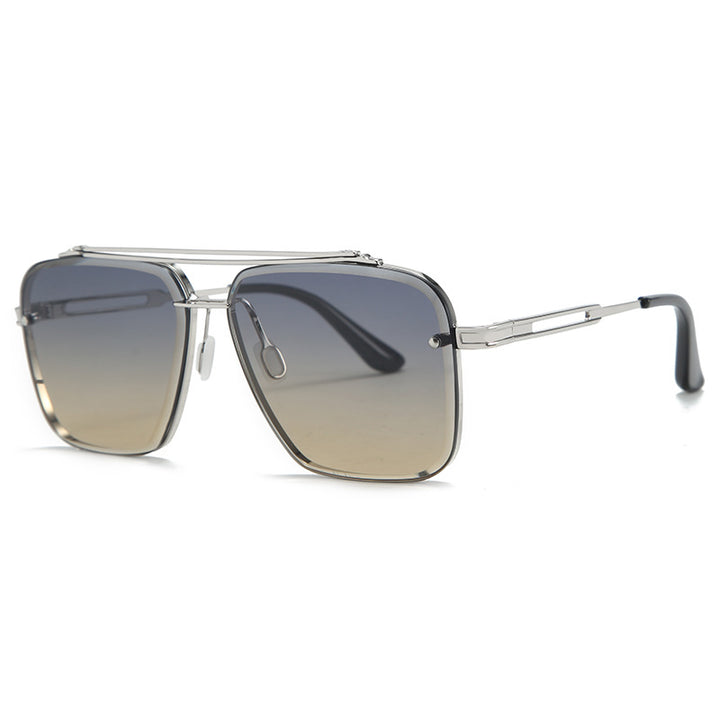 Trendy Metallic Full Frame Sunglasses for Men with Double Beam Design