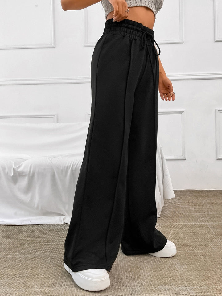 Chic Honey Wide Leg Pants with Adjustable Drawstring Waist