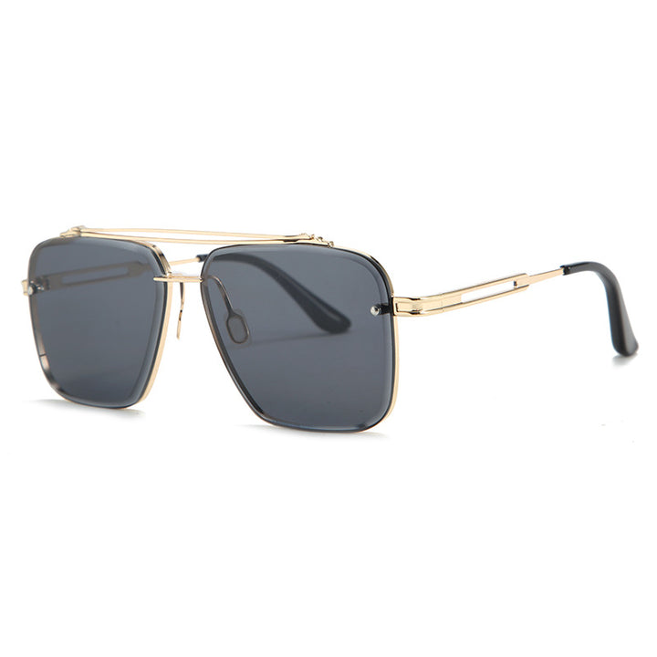 Trendy Metallic Full Frame Sunglasses for Men with Double Beam Design