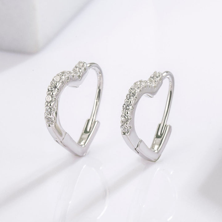 925 Sterling Silver Zircon Heart Shape Earrings for Elegance