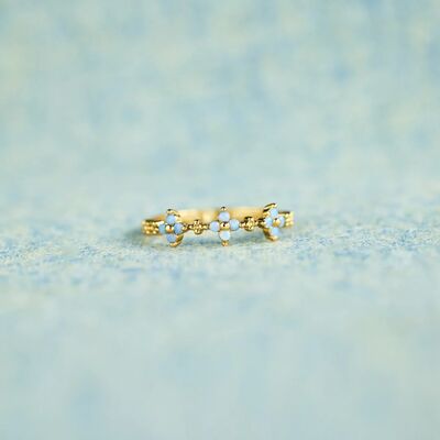 925 Sterling Silver Inlaid Zircon Flower Ring for Elegance