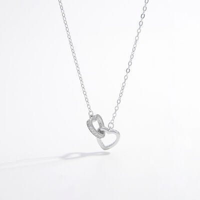 925 Sterling Silver Inlaid Zircon Heart Necklace Charm